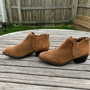 Earth Spirit Brown Leather Ankle Boots womens 8.5‎ fall summer boho